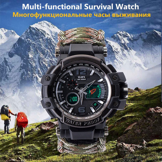 Russian Yuzex Outdoor Servival Paracord Waterproof Military Watch 6 In 1 Multi Functional