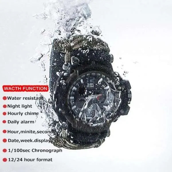 Russian Yuzex Outdoor Servival Paracord Waterproof Military Watch 6 In 1 Multi Functional