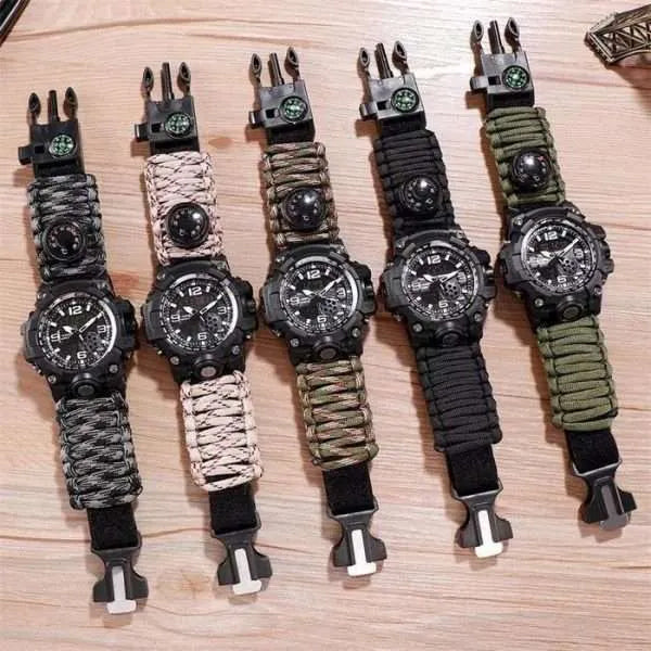 Russian Yuzex Outdoor Servival Paracord Waterproof Military Watch 6 In 1 Multi Functional