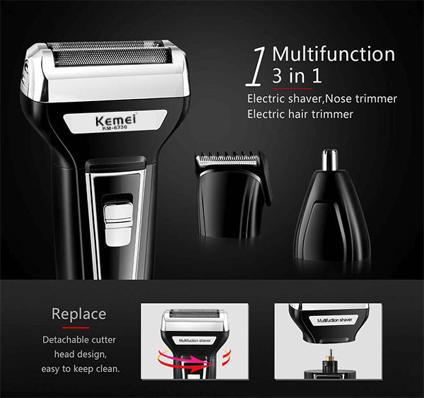 New Kemei 3 In 1 (Rechargeable Shaver)